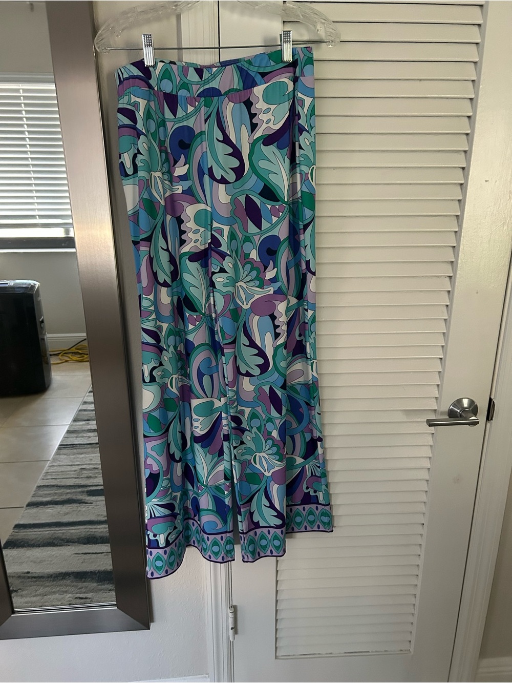 Women’s Teal & Purple Patterned Palazzo Pants and Lavender Tank top Sz M